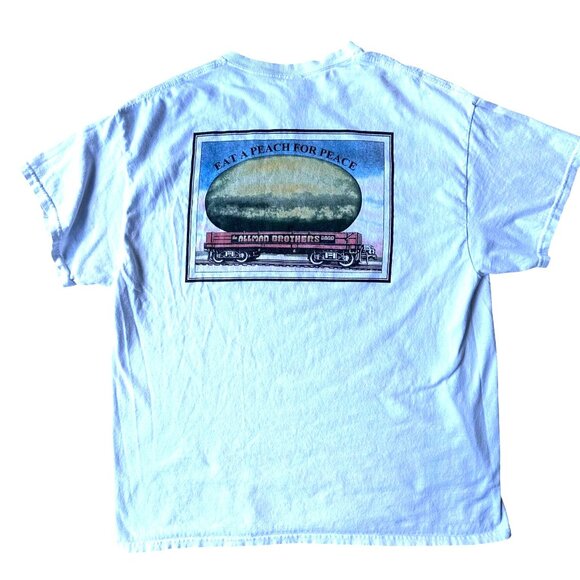Vintage 90s Allman Brothers Eat Peach T Shirt XL Gildan White Brand Tee Concert - Picture 6 of 12